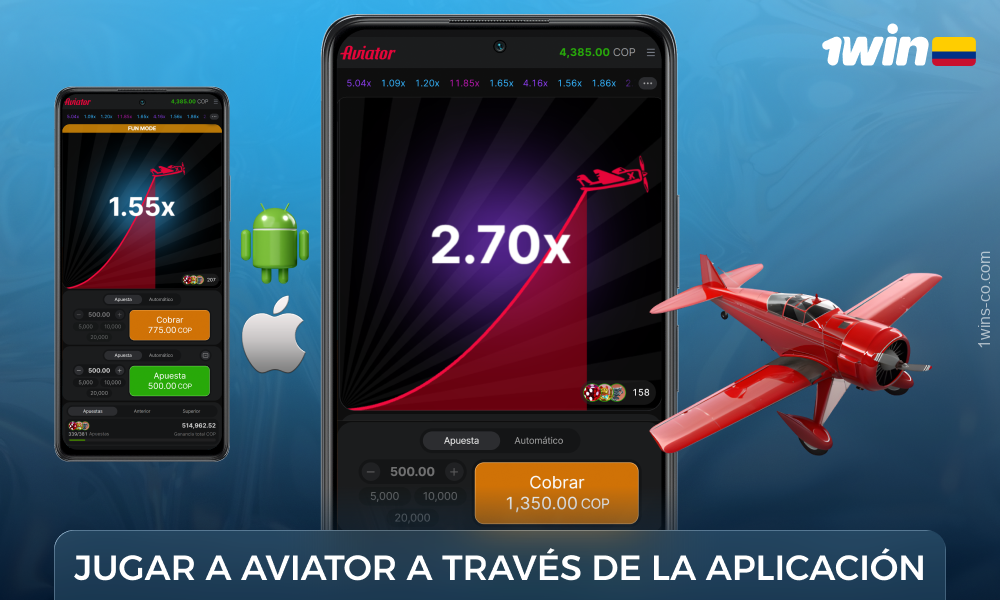 Los colombianos podrán jugar al Aviador 1WIN en una app en iOS y Android